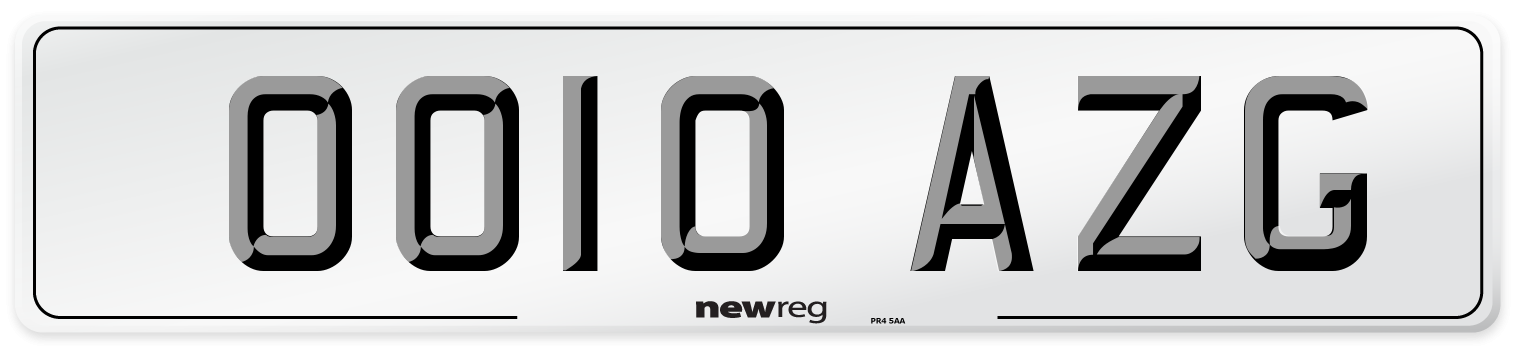 OO10 AZG Number Plate from New Reg